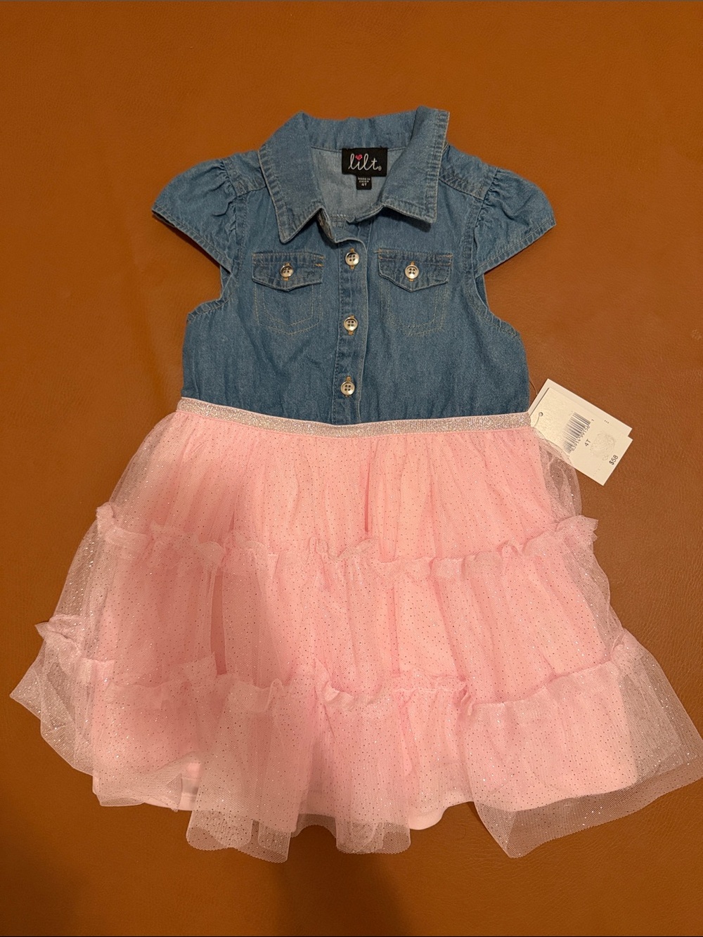 lilt Denim with Pink Tulle Dress 4T